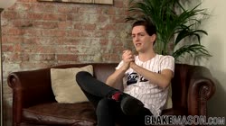 Young British man wanking off hard after the interview