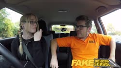 Fake Driving School Young college student takes a creampie for free lessons
